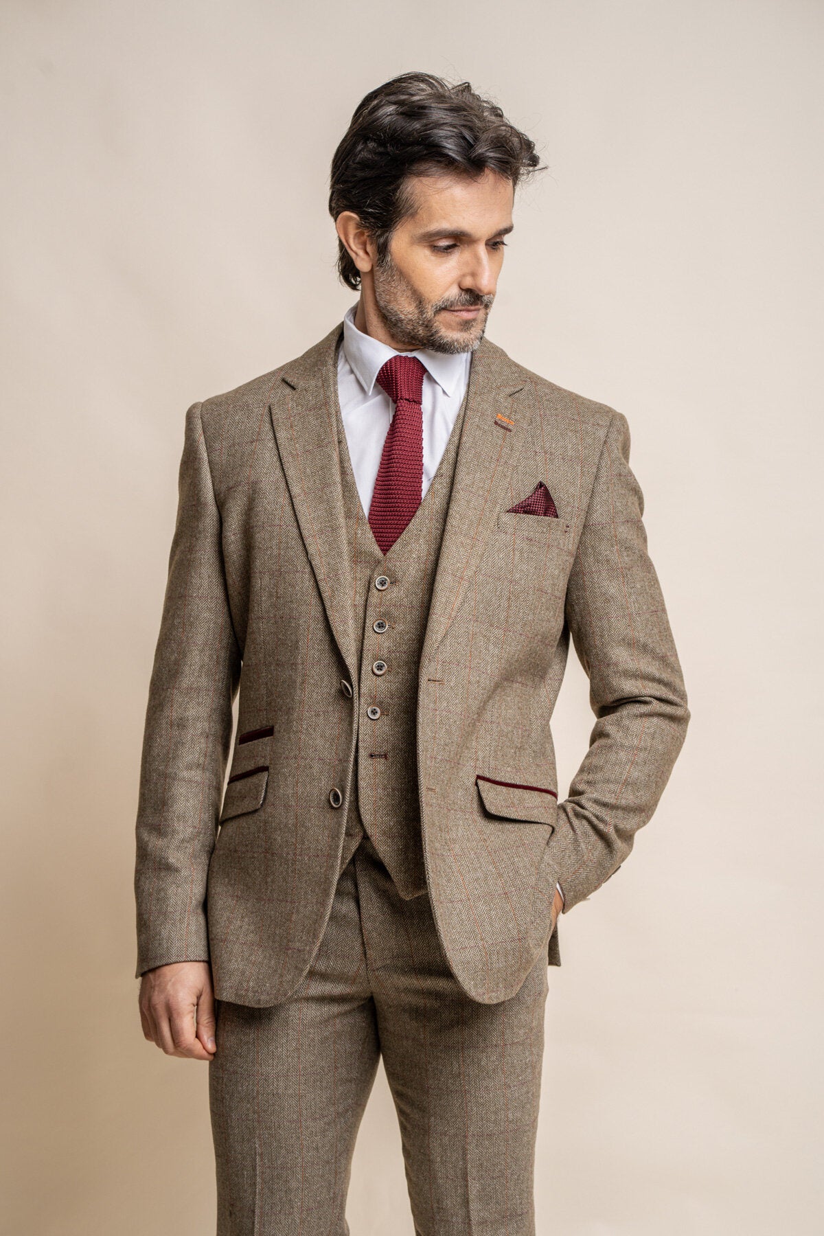 Gaston Sage Tweed Suit Swatch