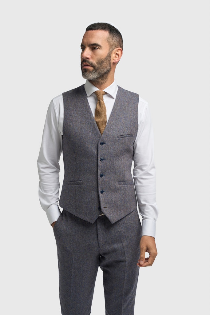 Thomas Grey Waistcoat Herringbone Waistcoat Country Wedding
