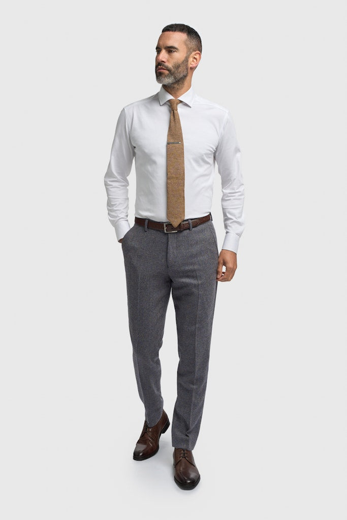 Thomas Grey Herringbone Trousers