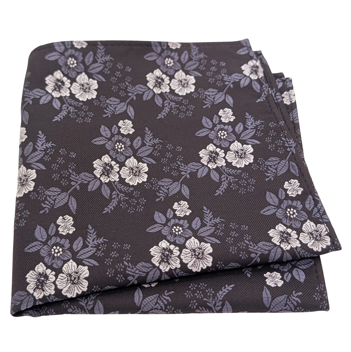 Charcoal Blossom Pocket Square
