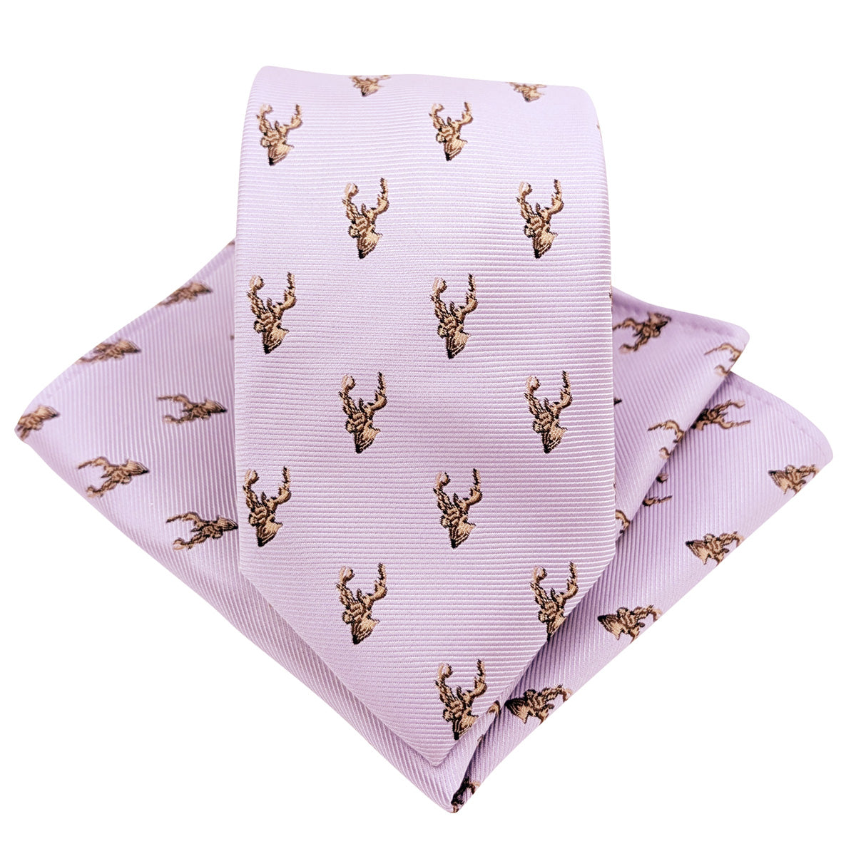 Cool Lilac Stags Wedding Tie and Pocket Square