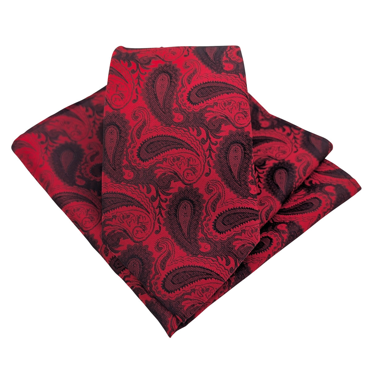 Crimson Paisley Wedding Tie and Pocket Square