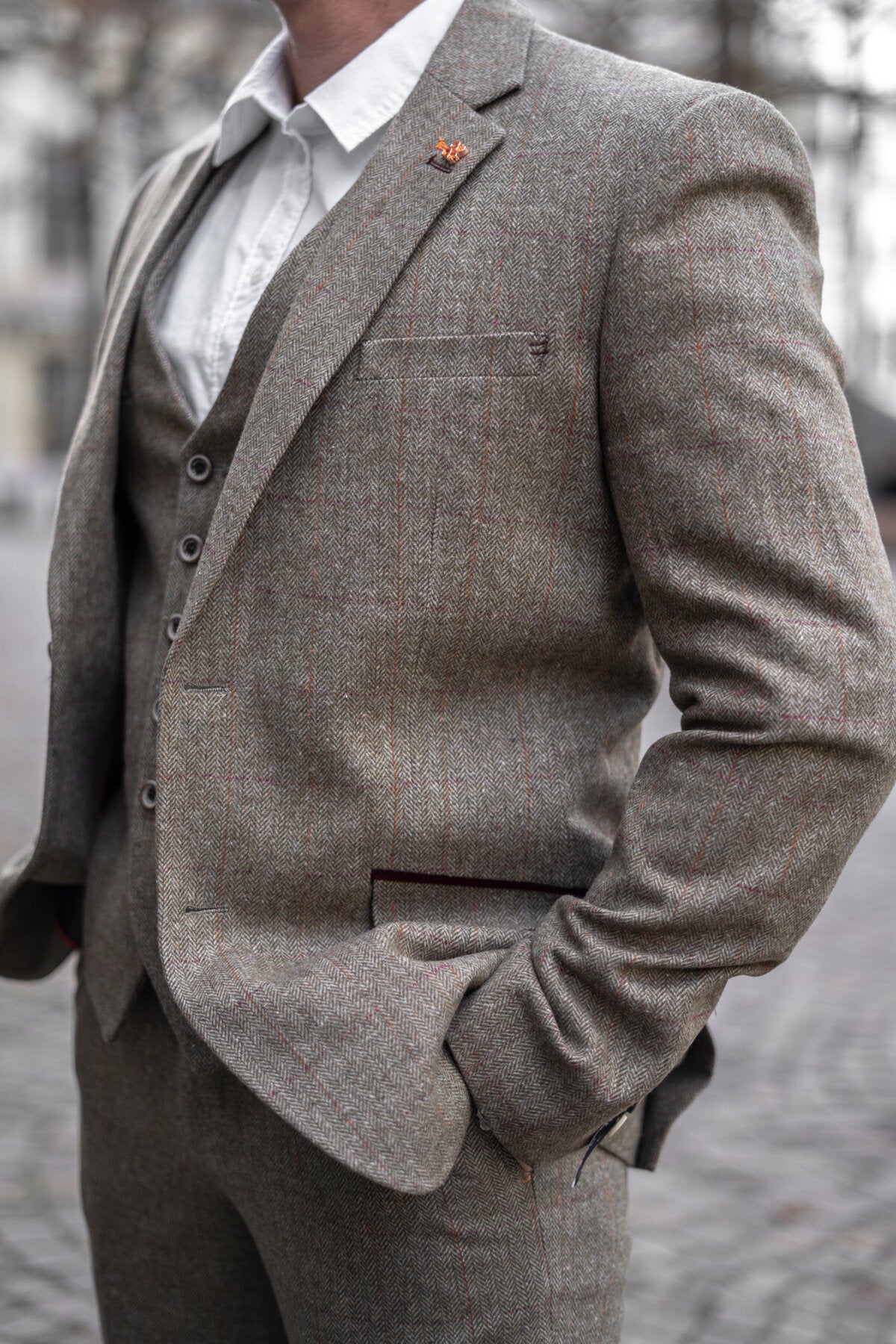 Gaston Sage Tweed Suit Swatch