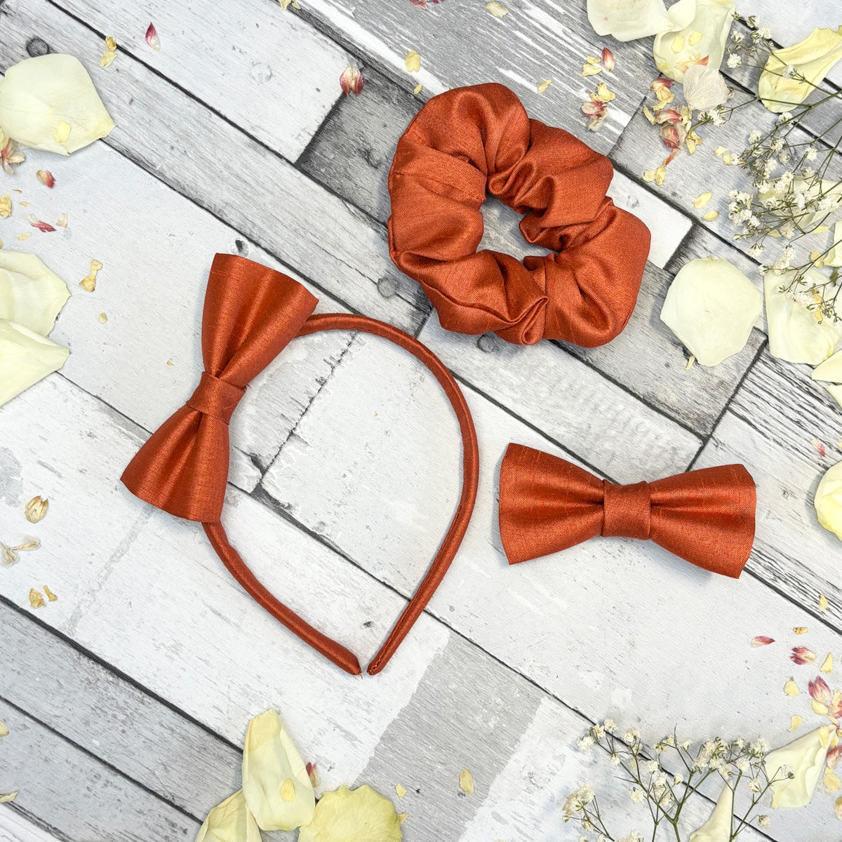 Rust Shantung Small Bow Bridesmaids Headband