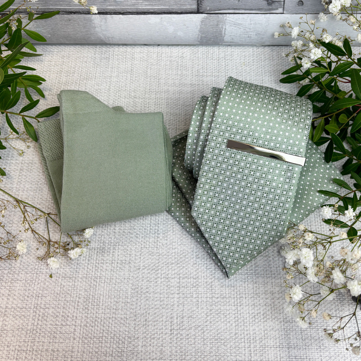 Wild Sage Diamonds Wedding Tie