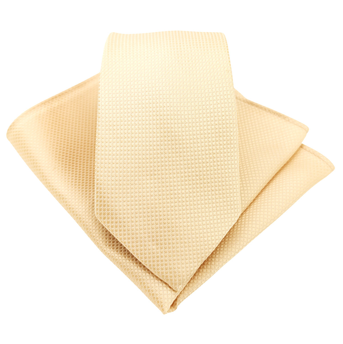 Pale Peach Textured Wedding Tie and Pocket Square Set
