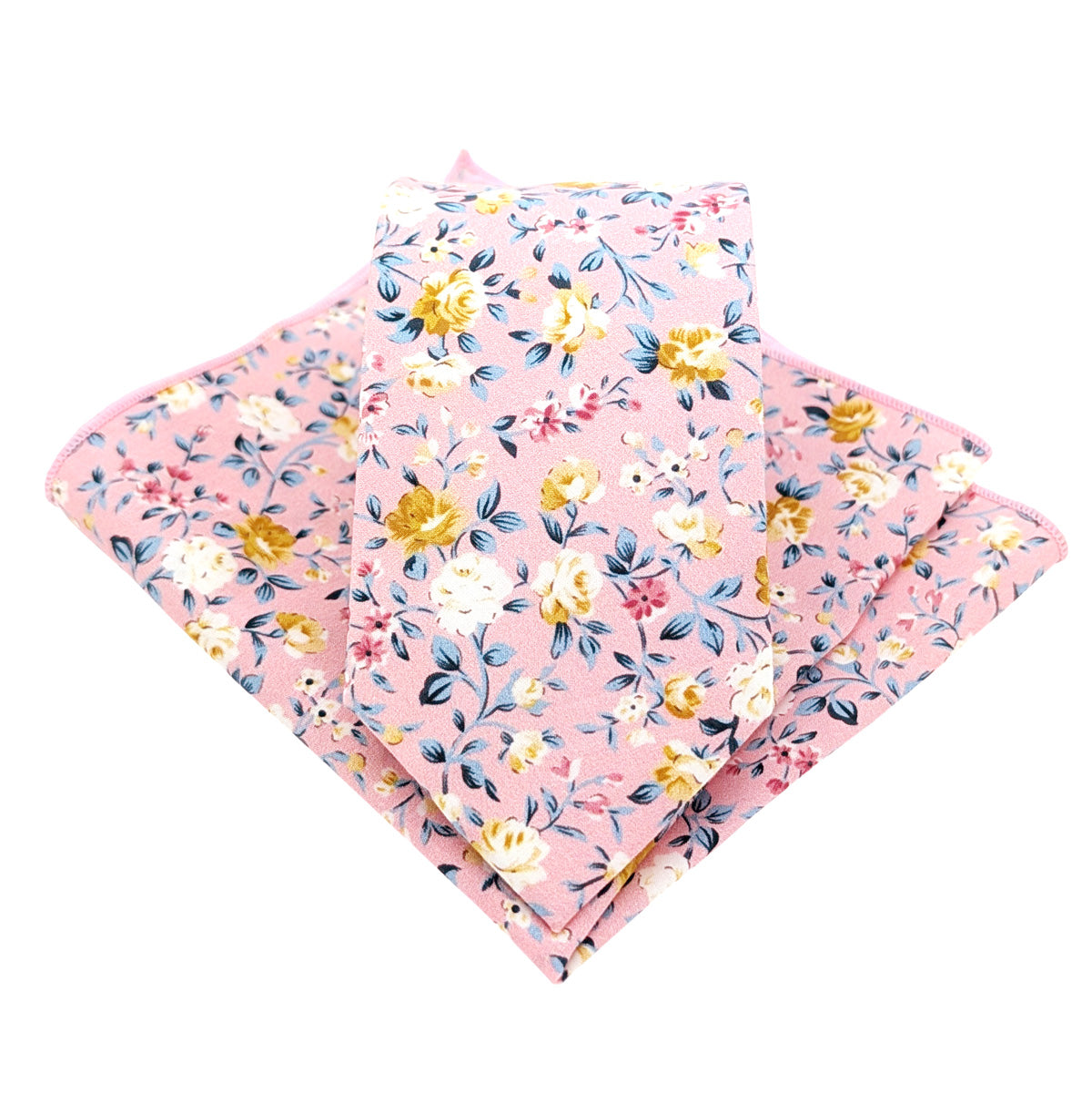 Pink-Garden-Roses-Cotton-Tie-and-pocket-square-set