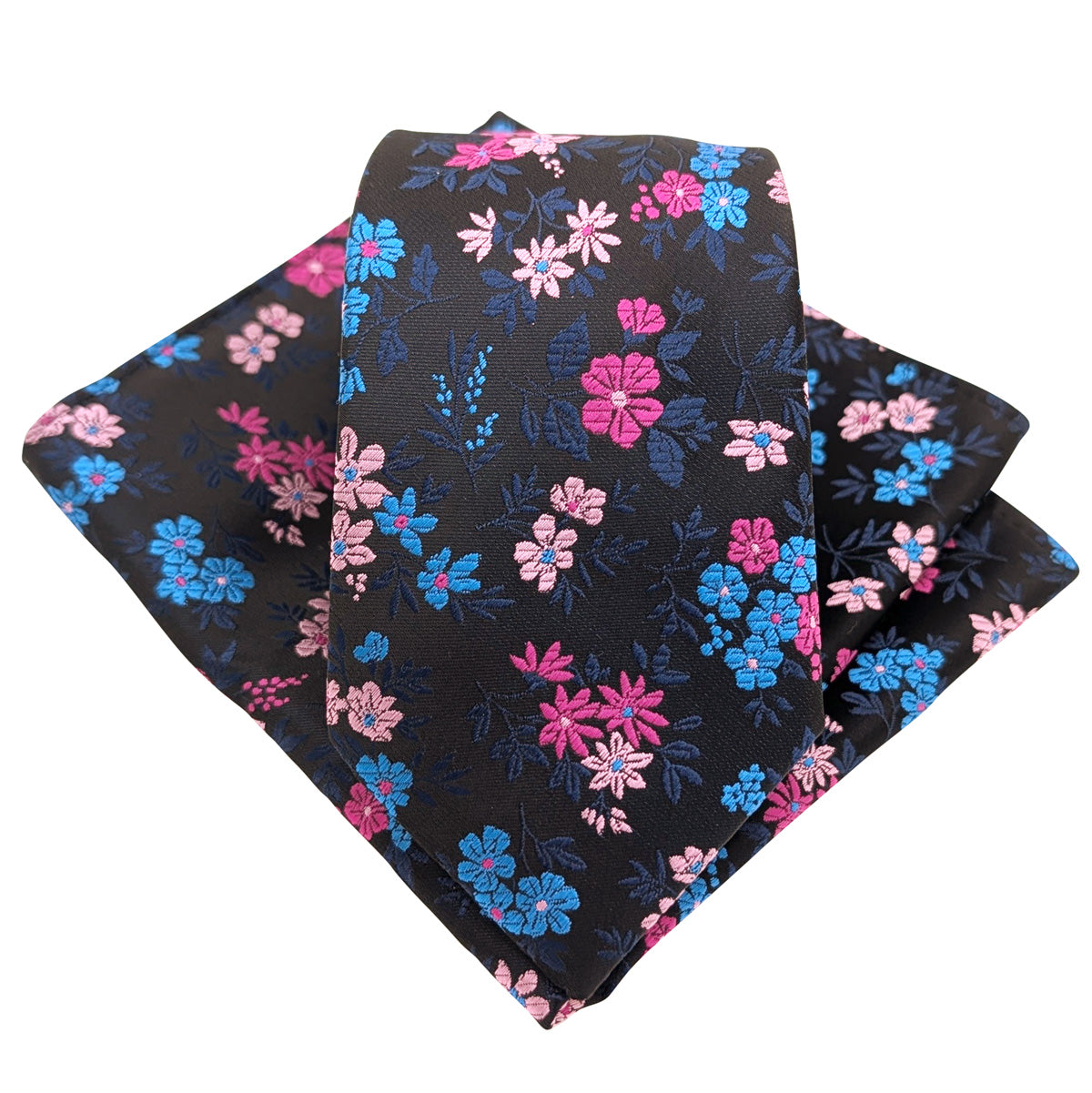 Pink-_-Navy-Ditsy-Floral-Wedding-Tie-and-Pocket-Square-Set