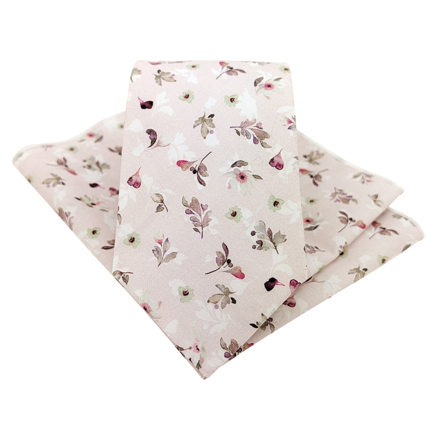 Pink Petals Cotton Wedding Tie and hanky set