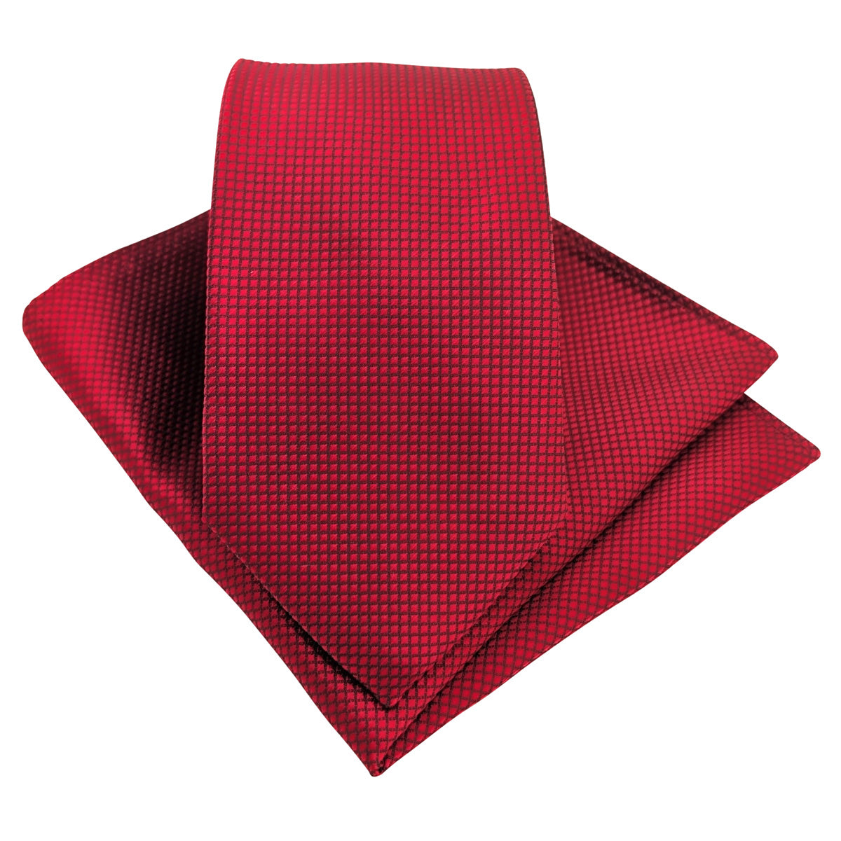 Redcurrant Textured Wedding Tie and Pocket Square Set