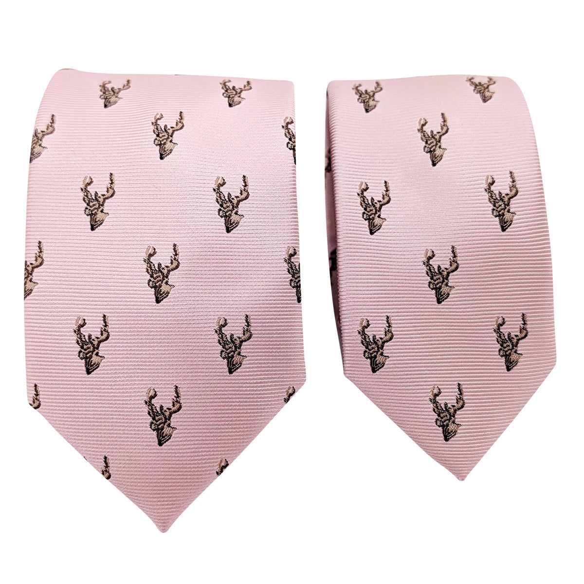 Rose Pink Stags Wedding Tie and Boys Tie Comparison
