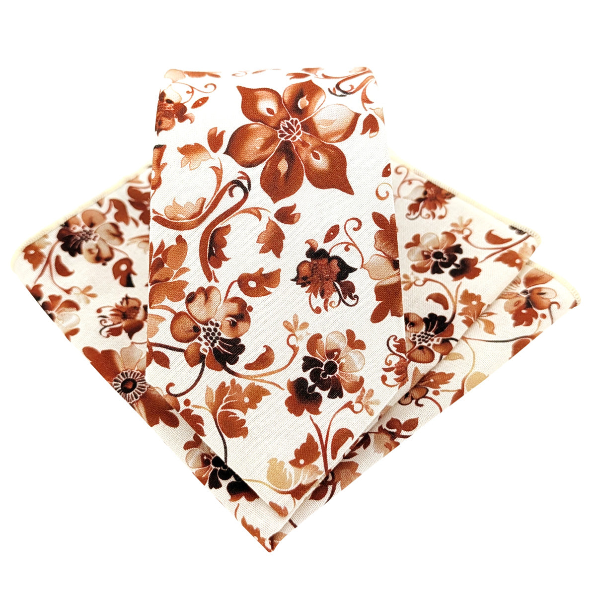 Rust-Vintage-Floral-Cotton-Tie-and-pocket-square-set