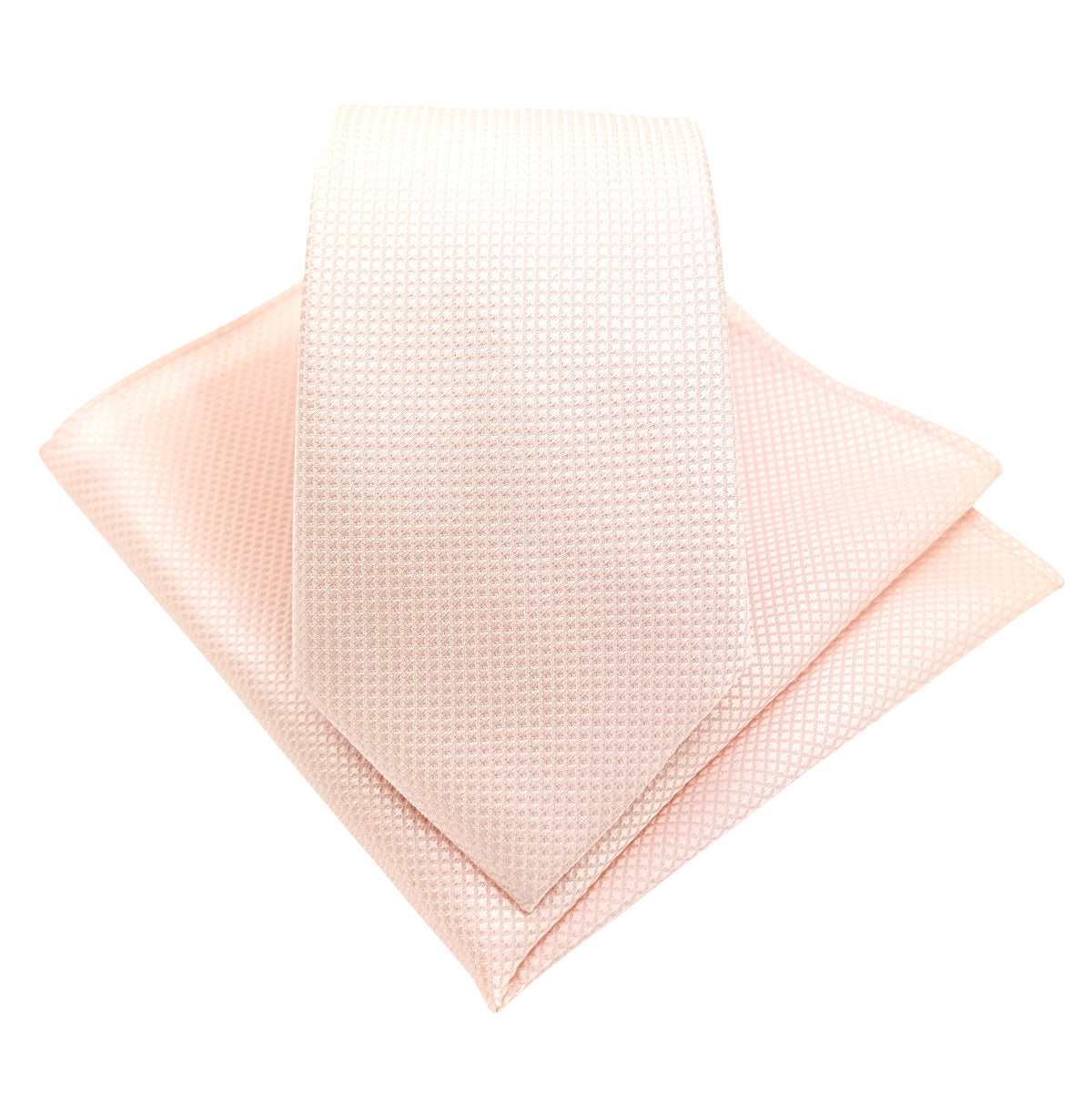 Soft Pink Textured Wedding Tie and Pocket Square Set
