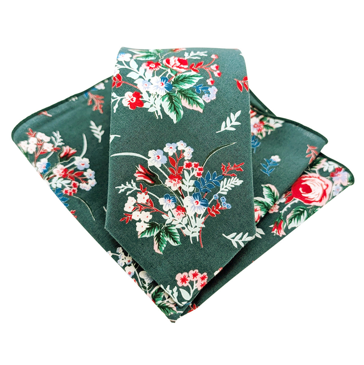 Teal-Tropical-Floral-Cotton-Tie-and-pocket-square