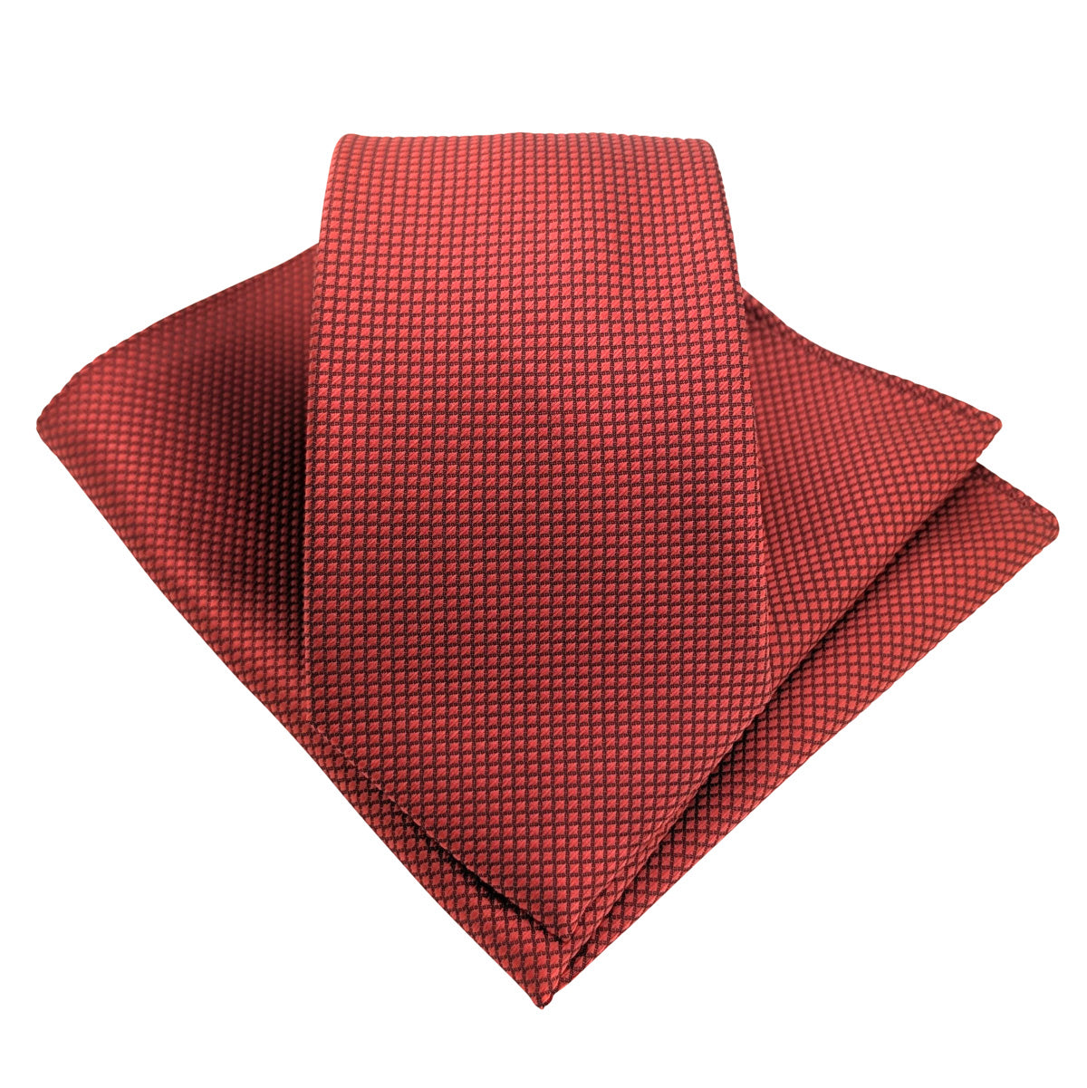 Terracotta Textured Wedding Tie and Pocket Square Set
