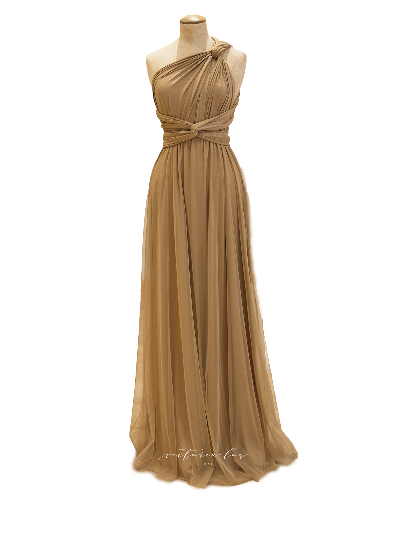 matte gold infinity dress Gold Bridesmaid Dress Matte Satin Size Medium