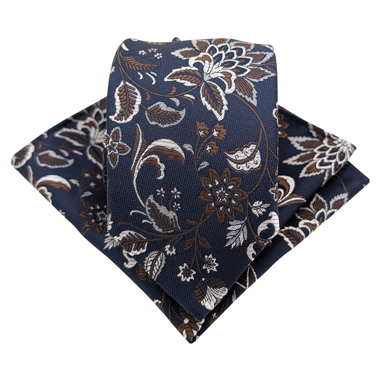 Walnut Damask Wedding Tie and Pocket Square