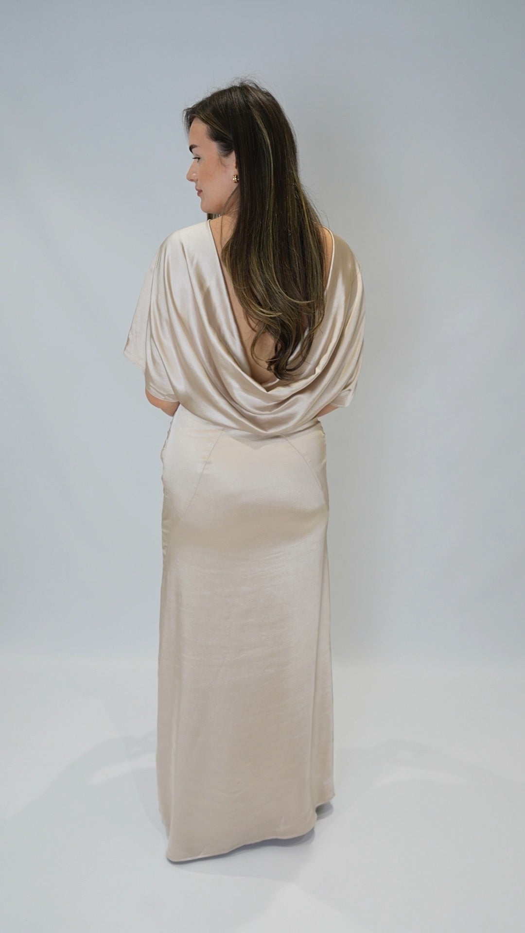 Matching Tie Swatch - Champagne Satin Dress from Victoria Lou Bridal
