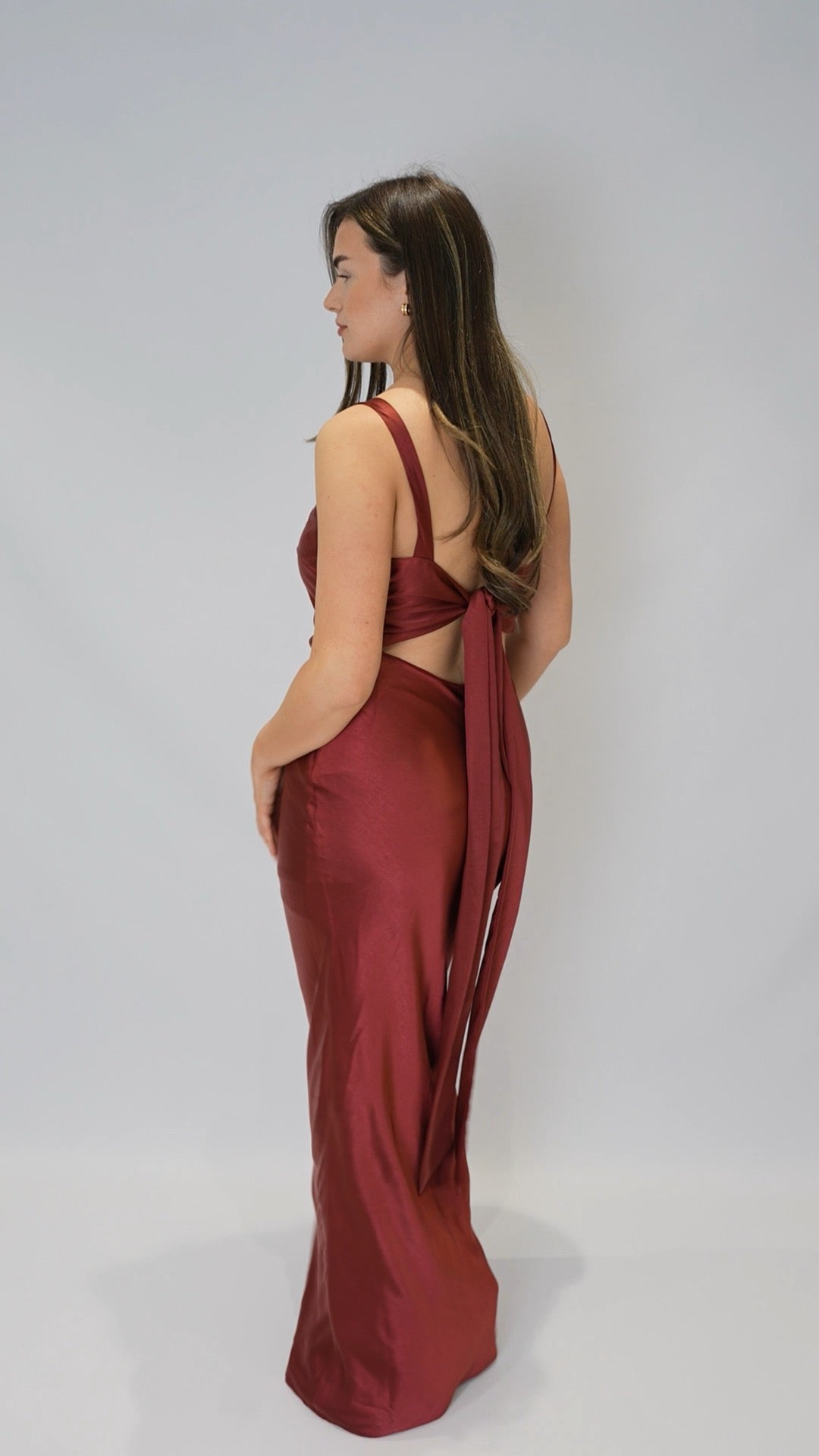 Matching Tie Swatch - Burgundy Satin Dress from Victoria Lou Bridal