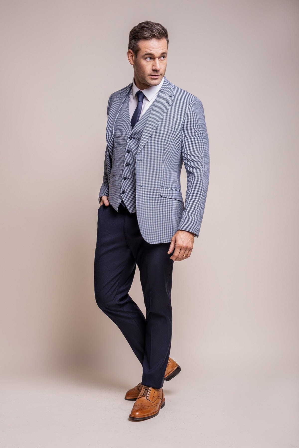 Baresi Blue Houndstooth Blazer - Blazers & Jackets -