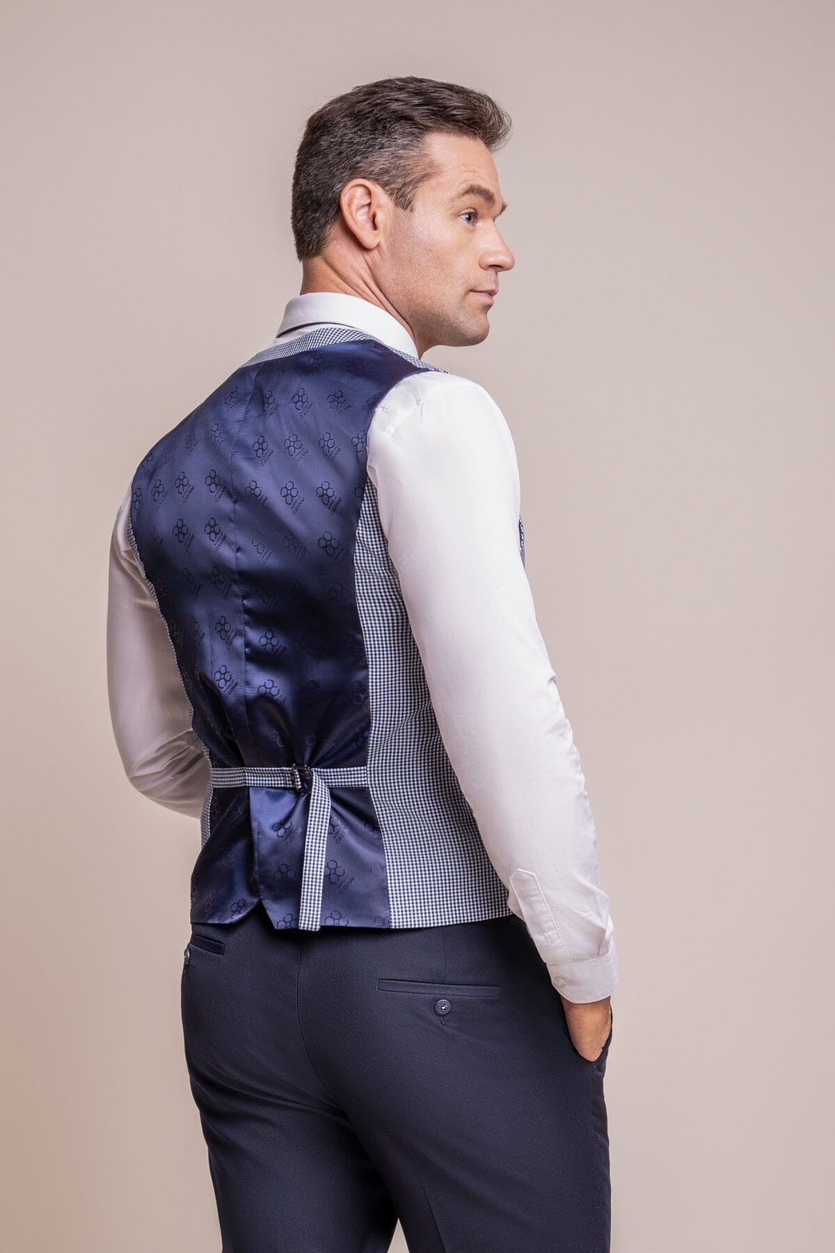 Baresi Blue Houndstooth Waistcoat - Waistcoats -