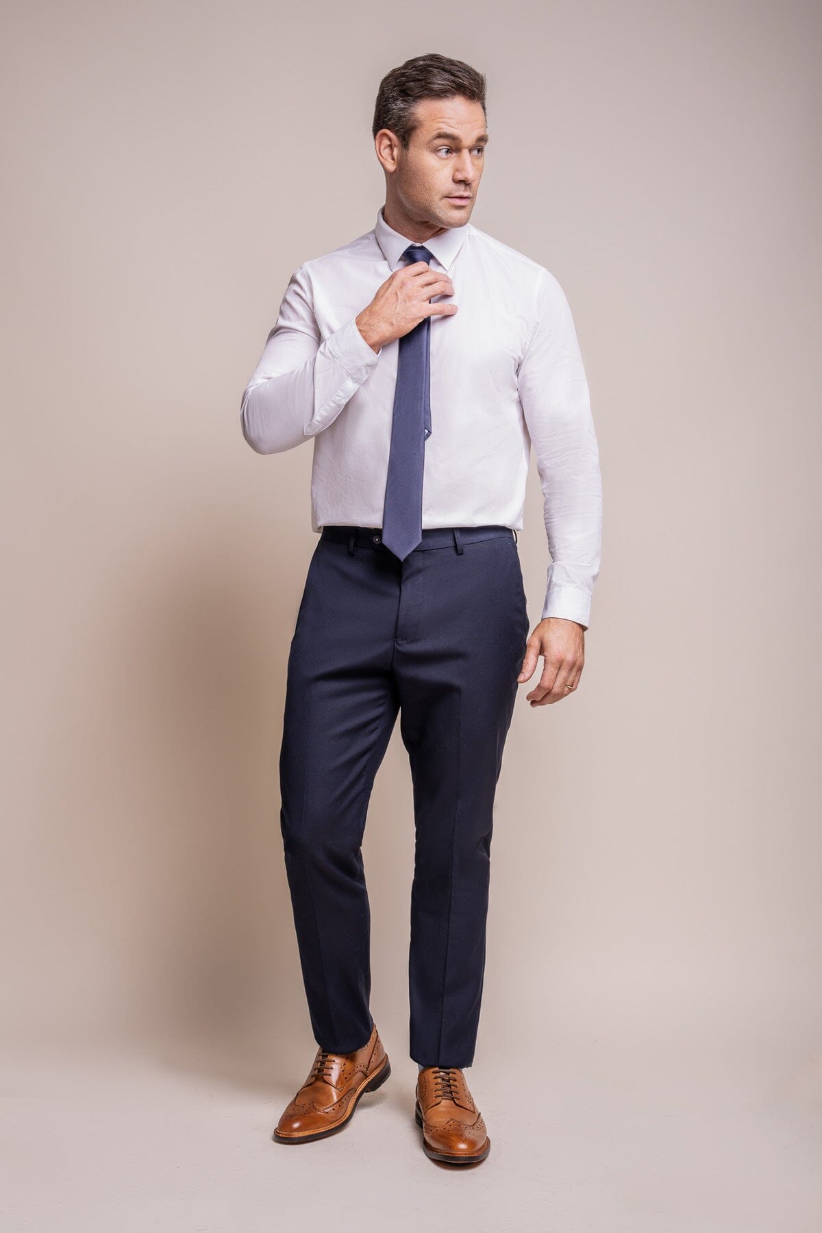 Baresi Blue Plain Trousers - Trousers - 28R