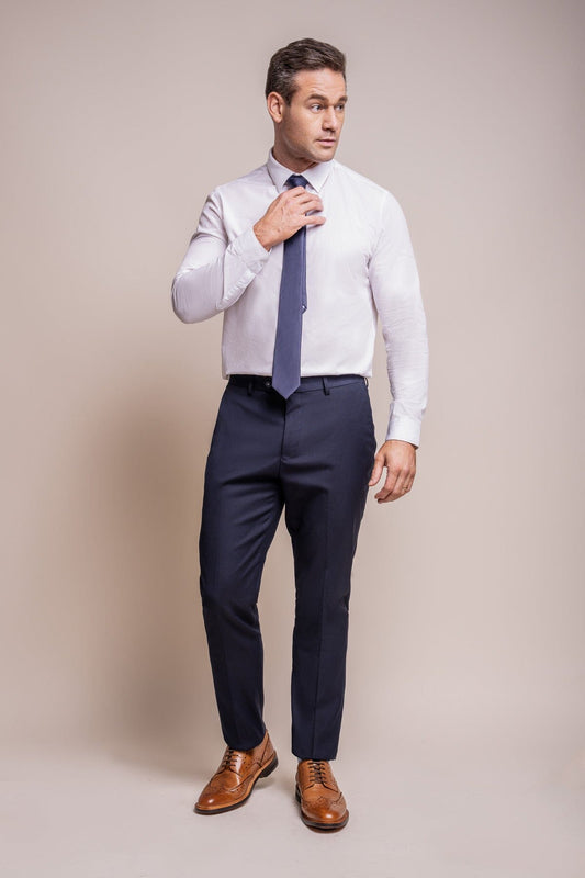 Baresi Blue Plain Trousers - Trousers - 28R