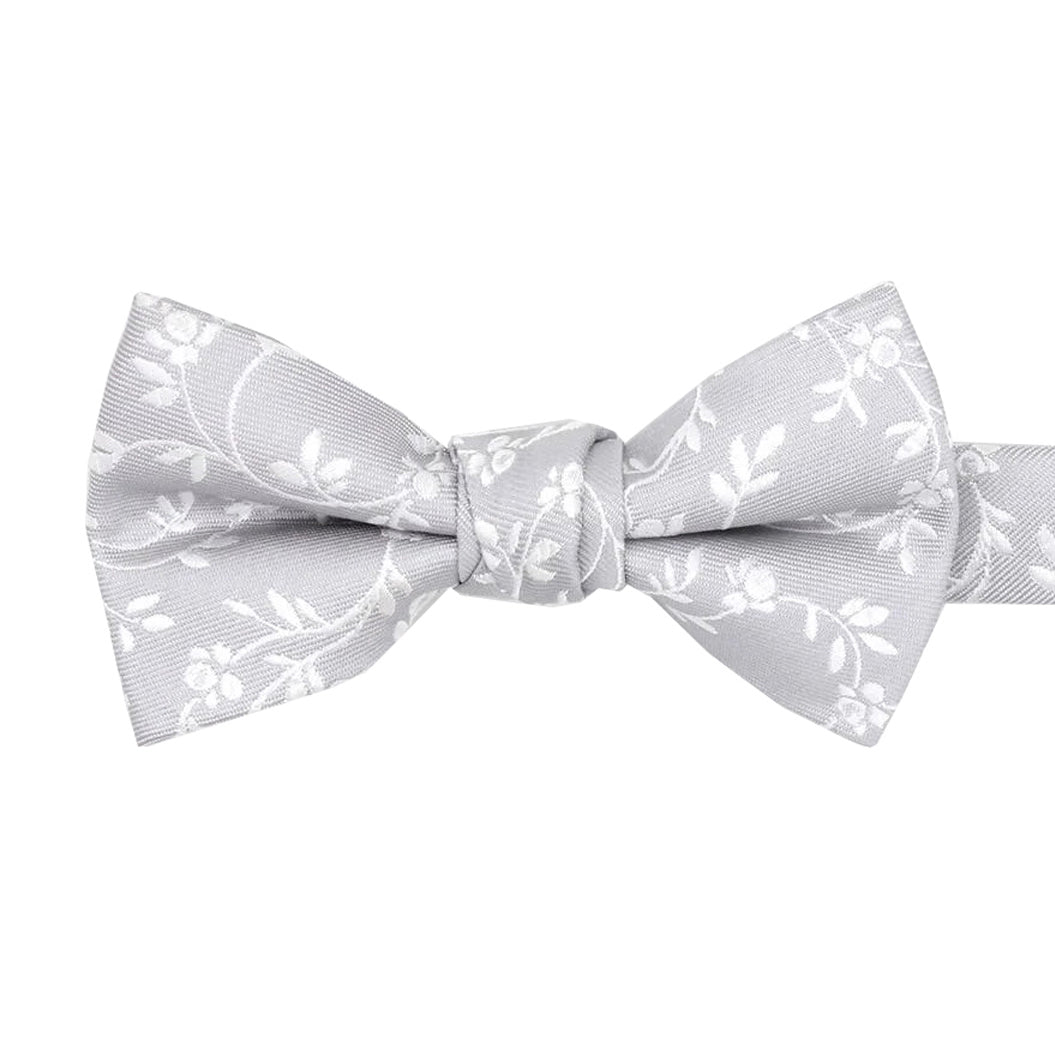 Pearl Grey Leaves Boys Bow Ties
