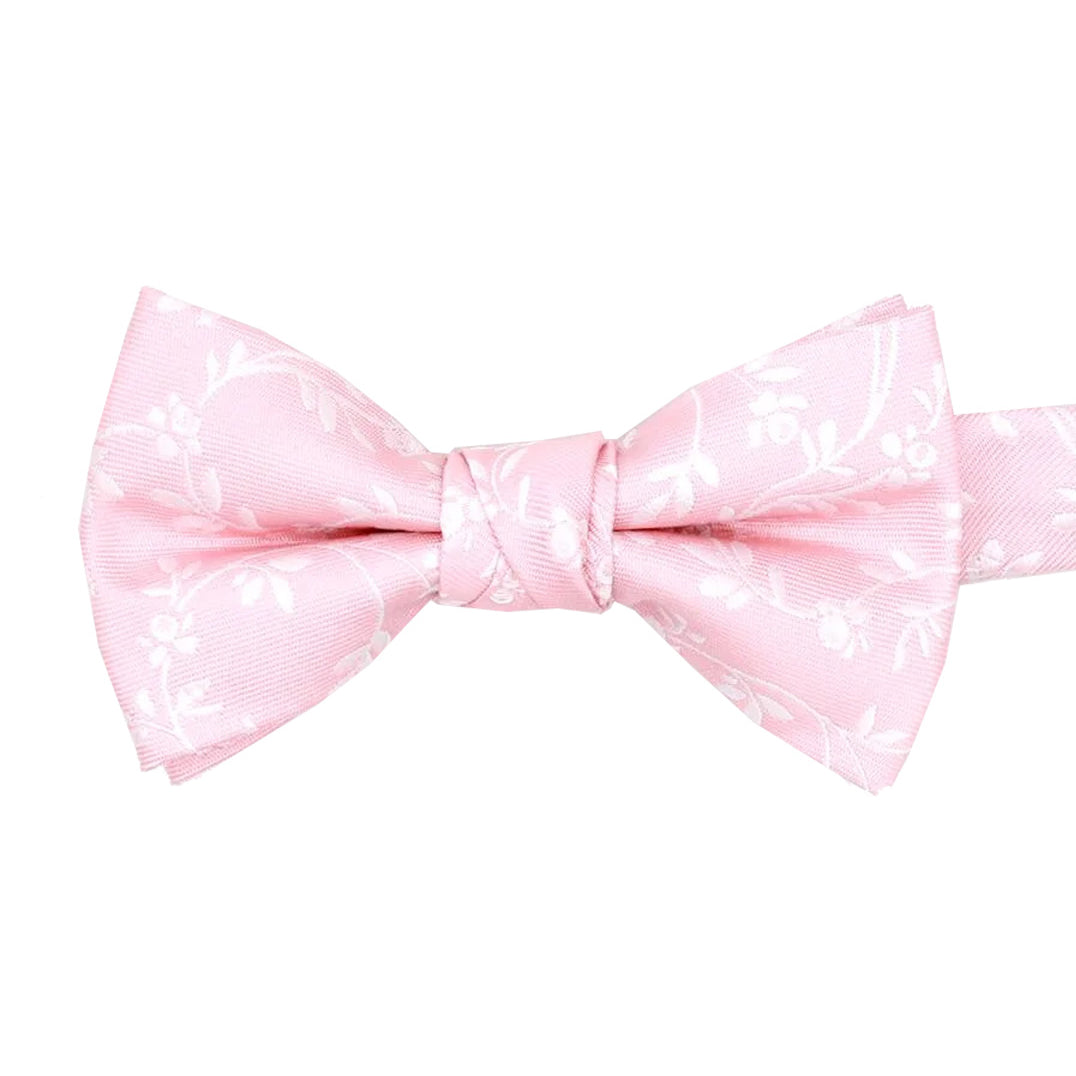 Rose Pink Leaves Boys Bow Ties