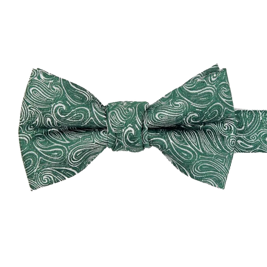 Dark Green Paisley Boys Bow Ties