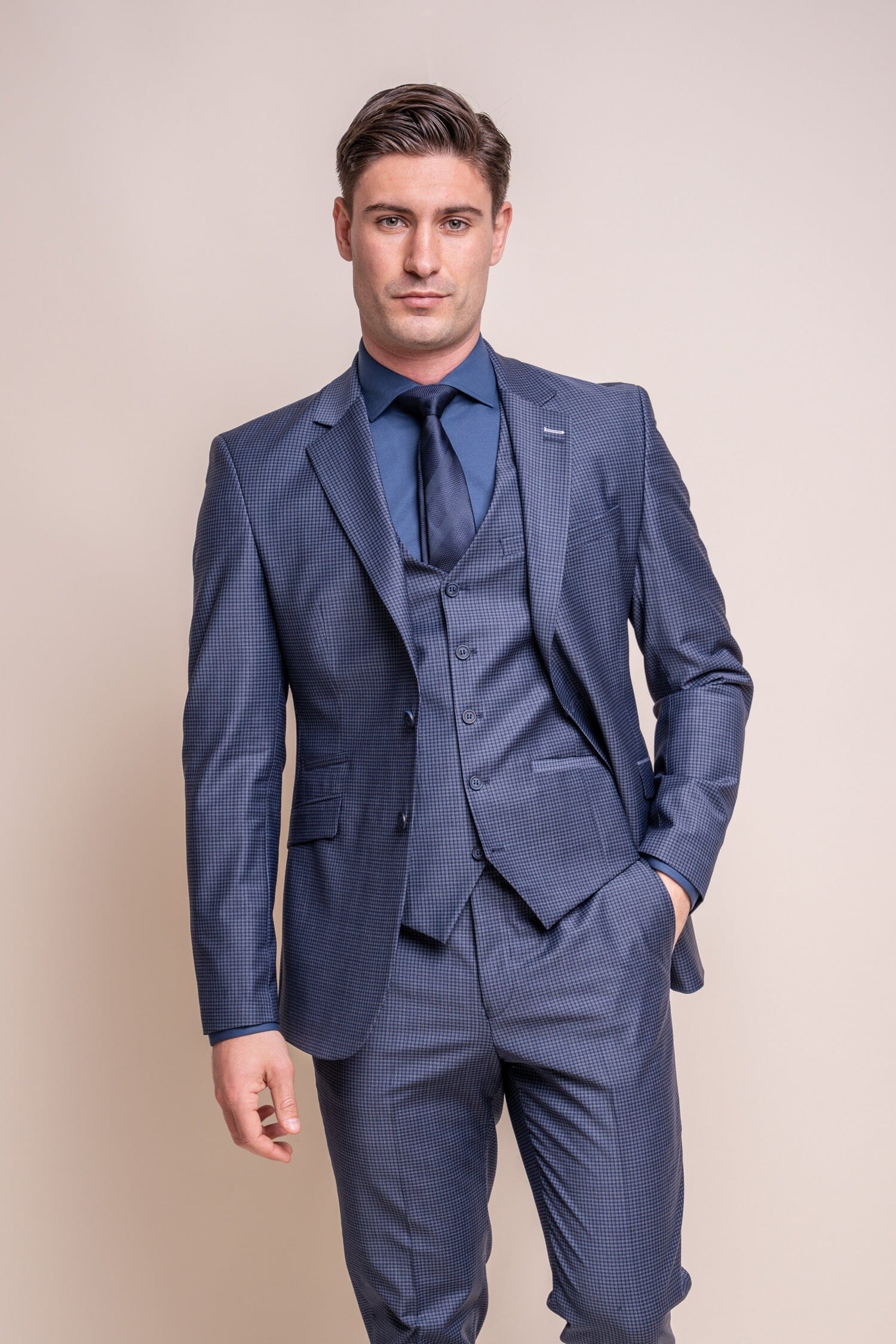 Bond Navy Check Blazer Mens Navy Blue Jacket Wedding Suit