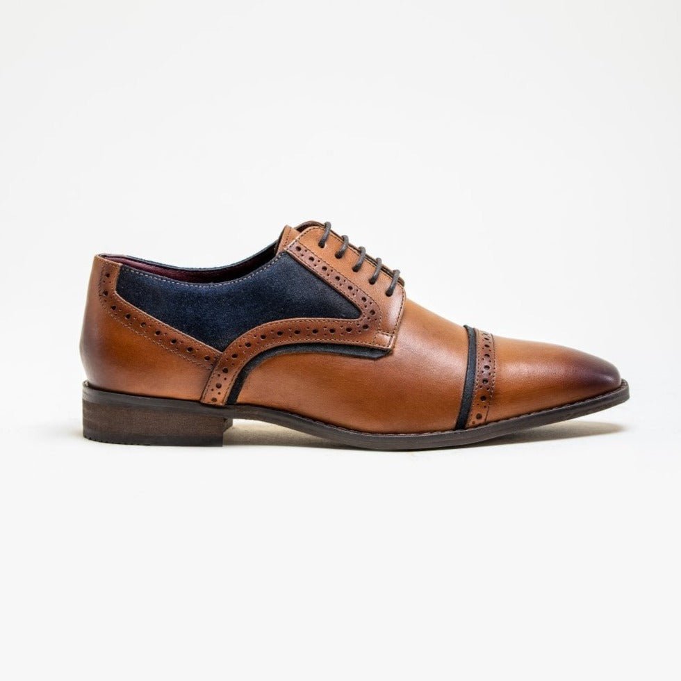 Braga Tan Brogue Shoes Leather and Suede Brogues Men's