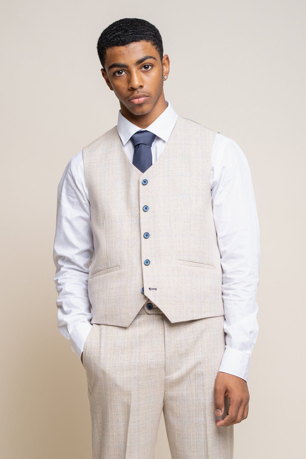 Caridi Beige Boys 3 Piece Suit - Childrenswear -
