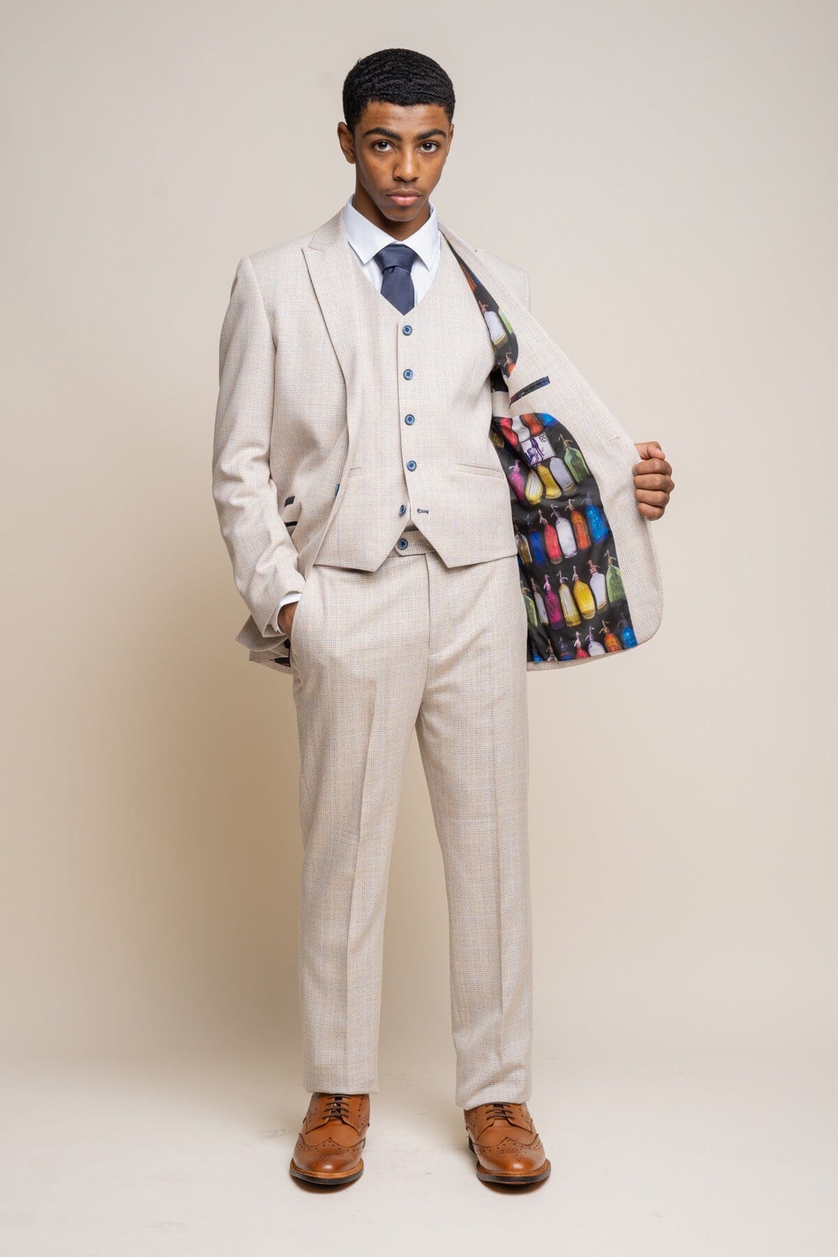 Caridi Beige Boys 3 Piece Suit - Childrenswear -