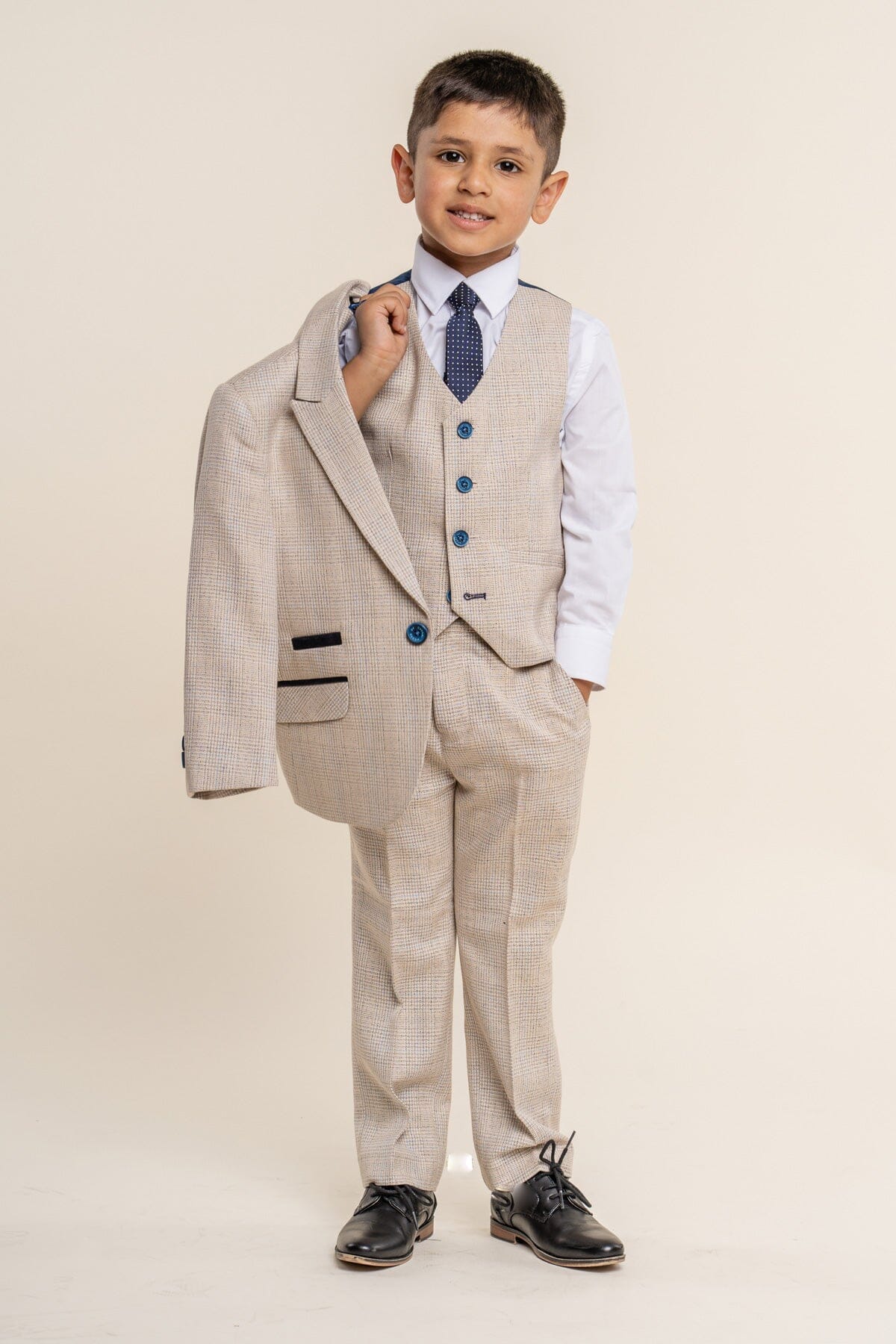 Caridi Beige Boys 3 Piece Suit - Childrenswear -