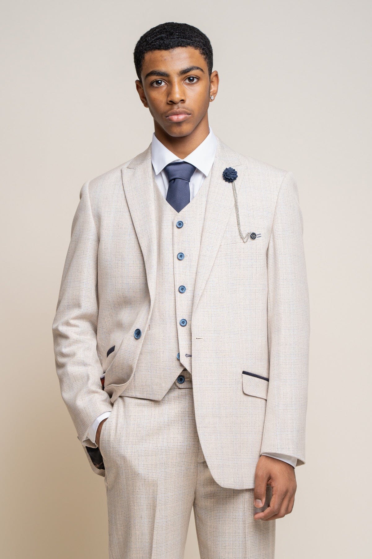 Caridi Beige Boys 3 Piece Suit - Childrenswear -