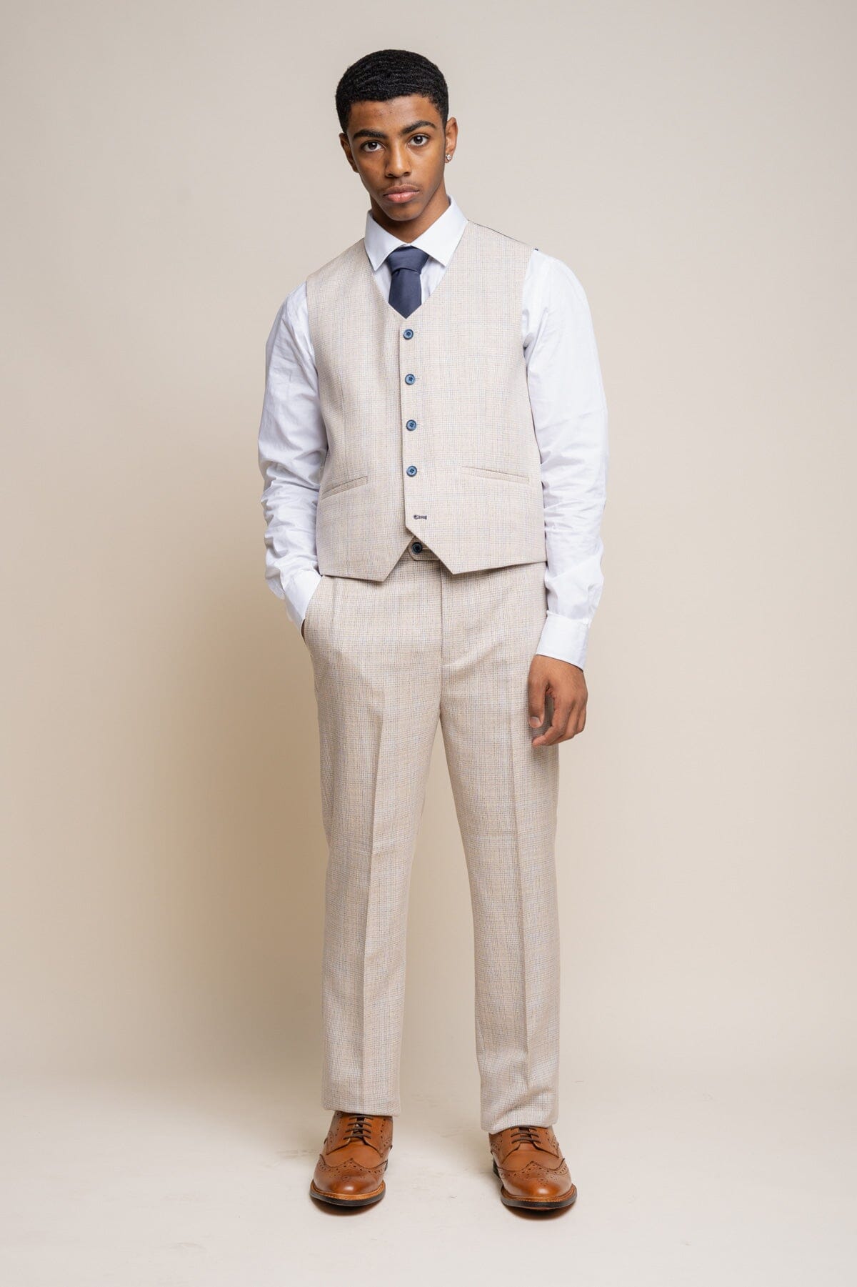 Caridi Beige Boys 3 Piece Suit - Childrenswear -