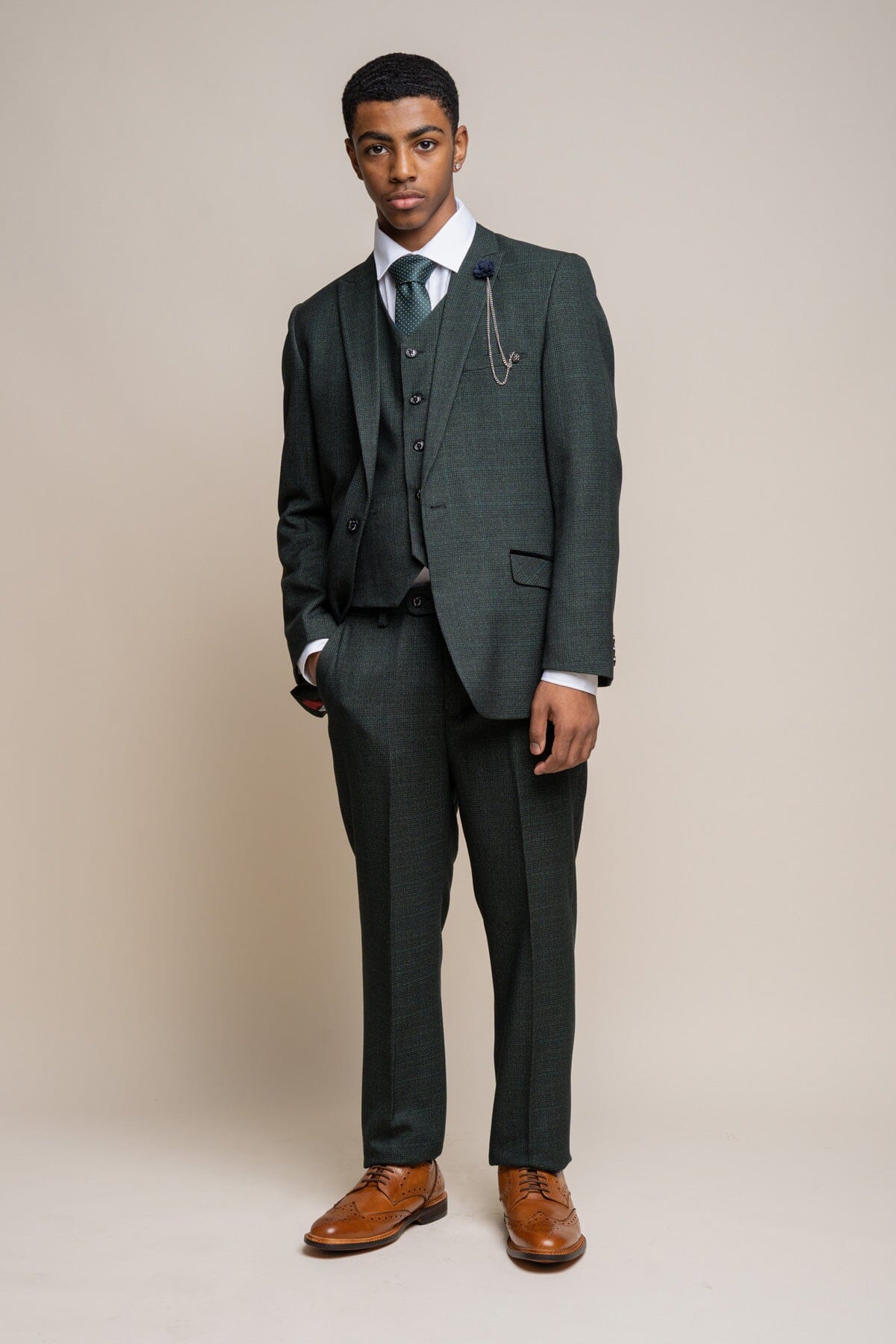 Caridi Olive Boys 3 Piece Suit - Childrenswear -