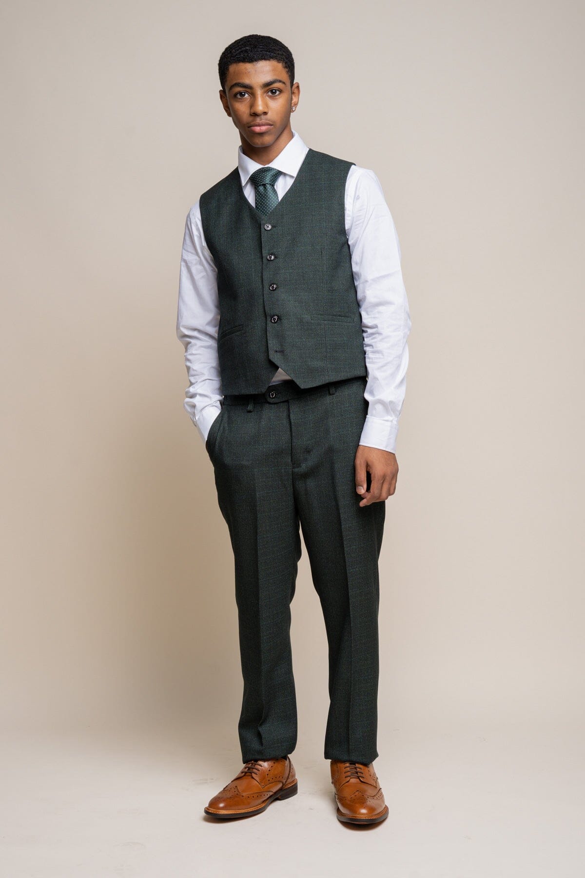 Caridi Olive Boys 3 Piece Suit - Childrenswear -