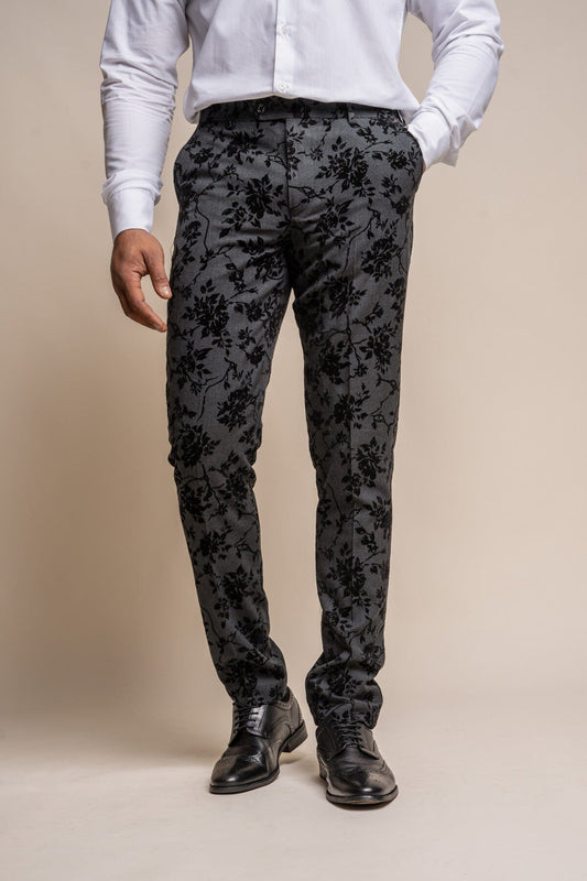 Georgi Black Floral Trousers - Trousers - 28R