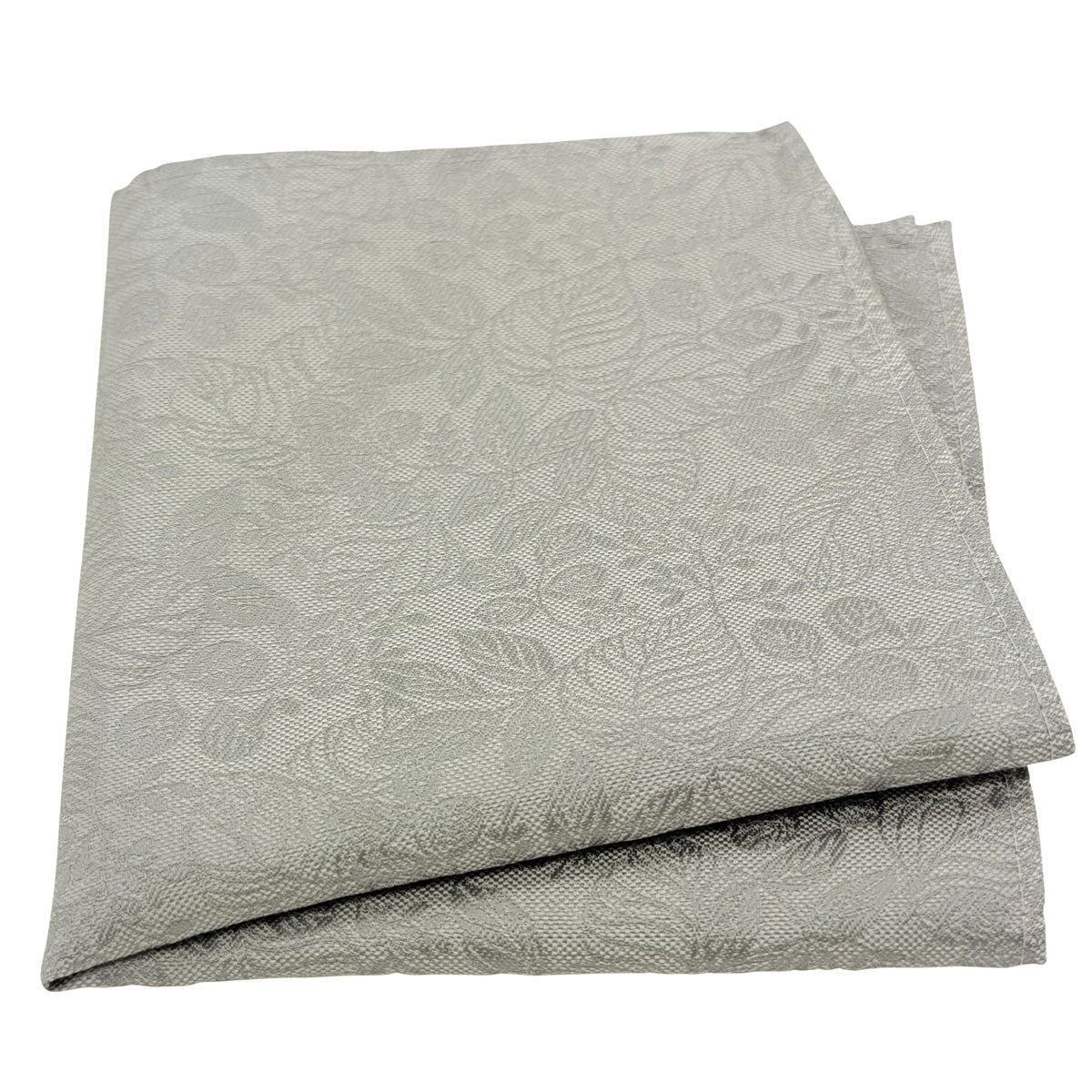 Pearl Grey Woodland Leaves Pocket Square