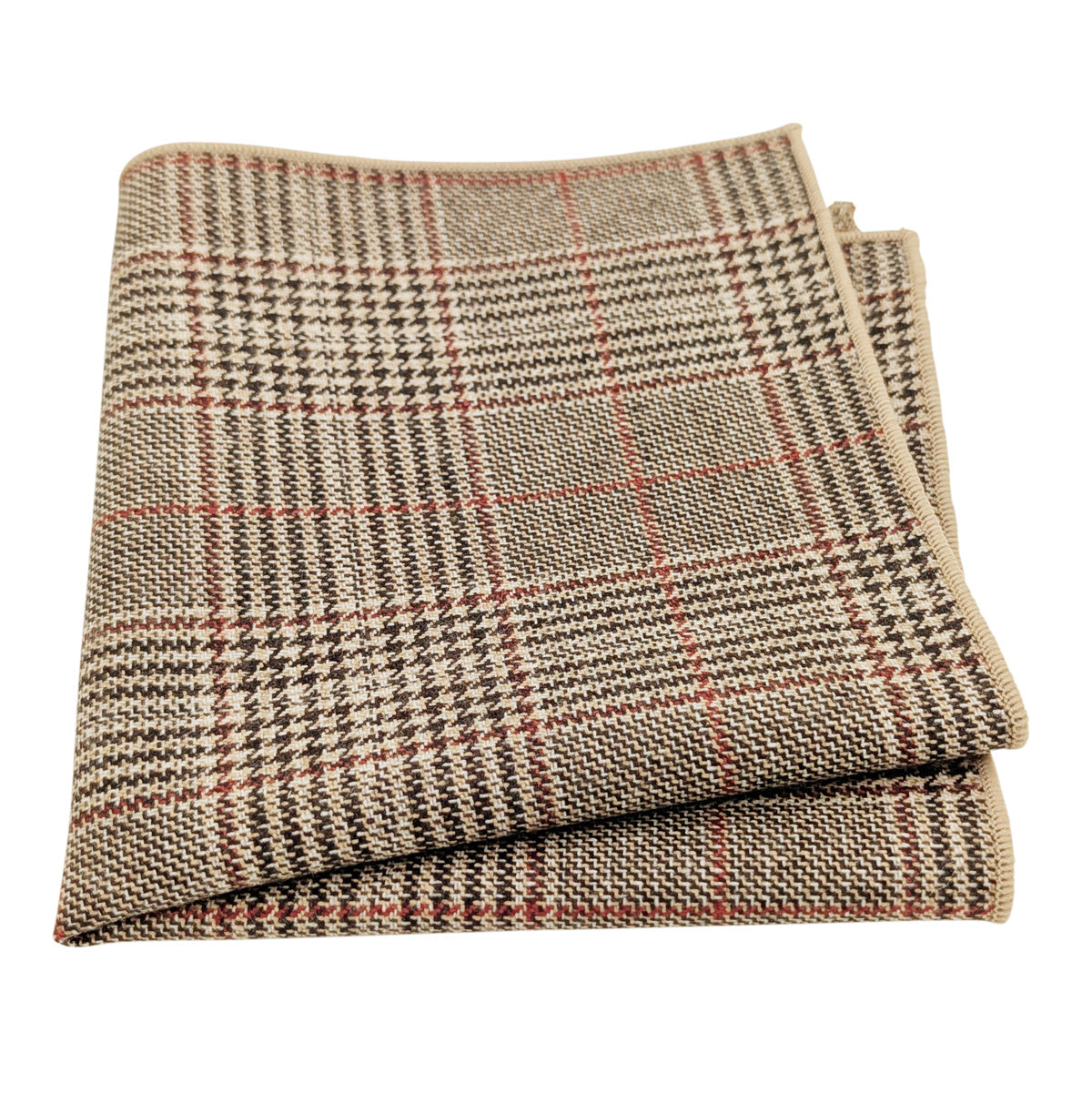Brown Prince of Wales Check Pocket Square