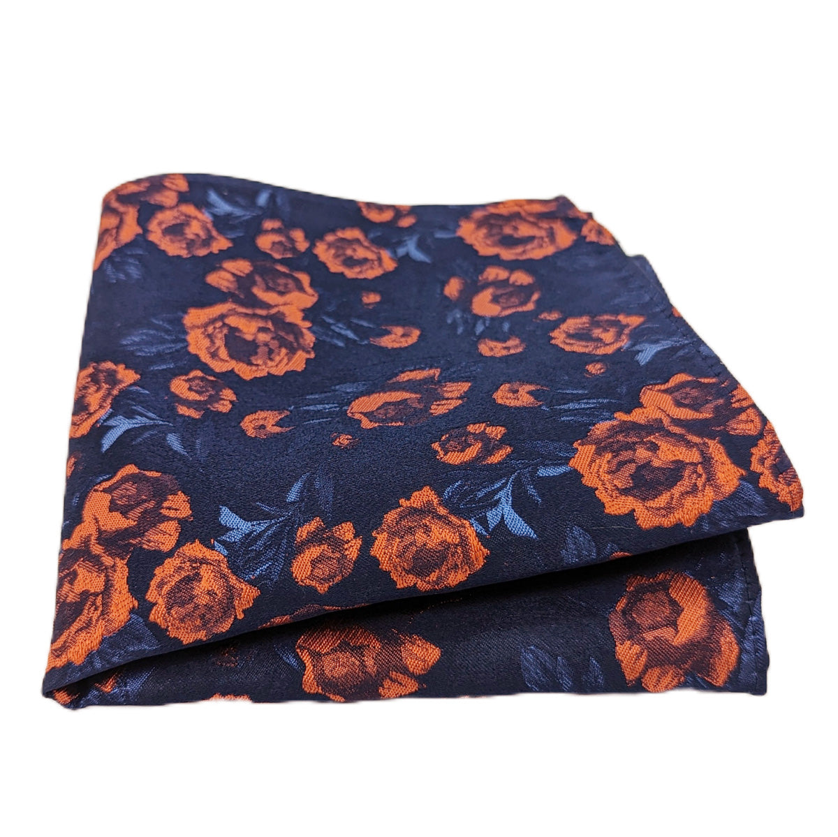 Midnight Orange Rose Pocket Square