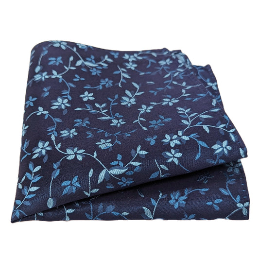Navy & Teal Floral Pocket Square