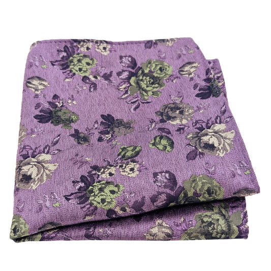 Purple & Green Vintage Floral Pocket Square