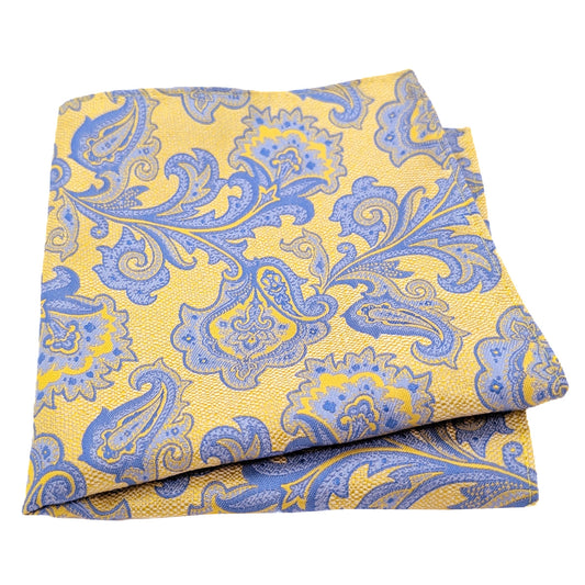 Yellow Fancy Paisley Pocket Square