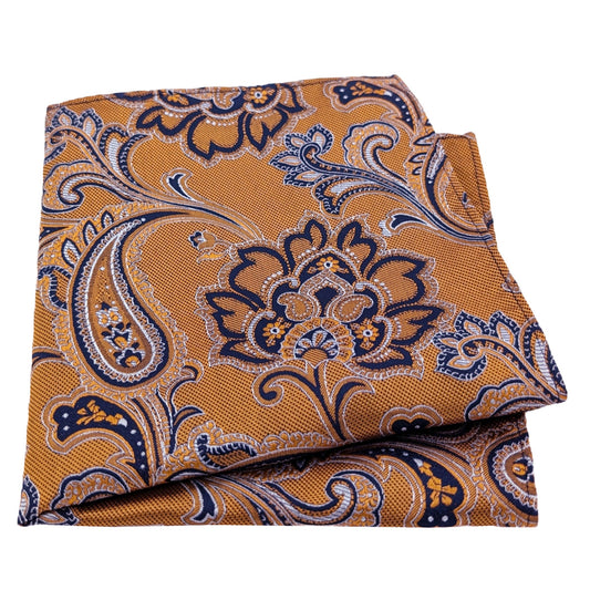 Mustard Floral Paisley Pocket Square