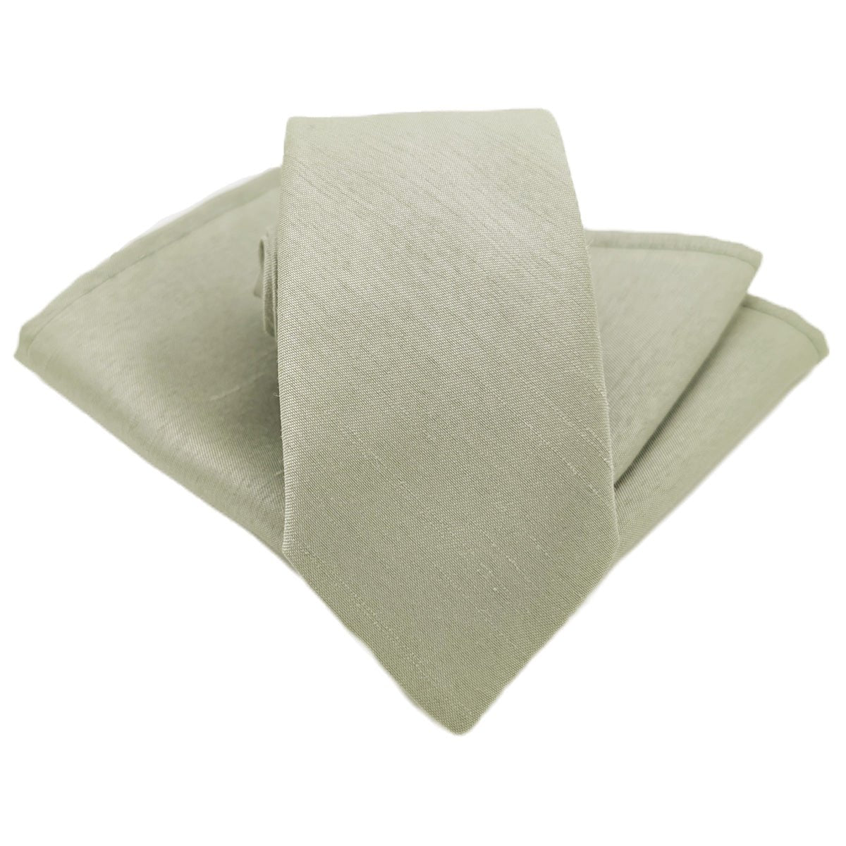 Light Sage Shantung Wedding Tie - Wedding Tie - Skinny - Add Pocket Square - Save £1.00 - Swagger & Swoon