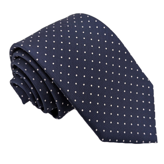 Navy Pin Dots Wedding Tie