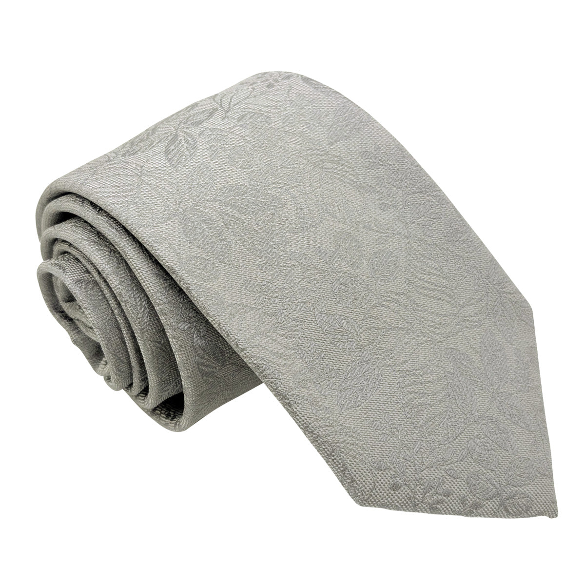 Pearl Grey Woodland Leaves Wedding Tie